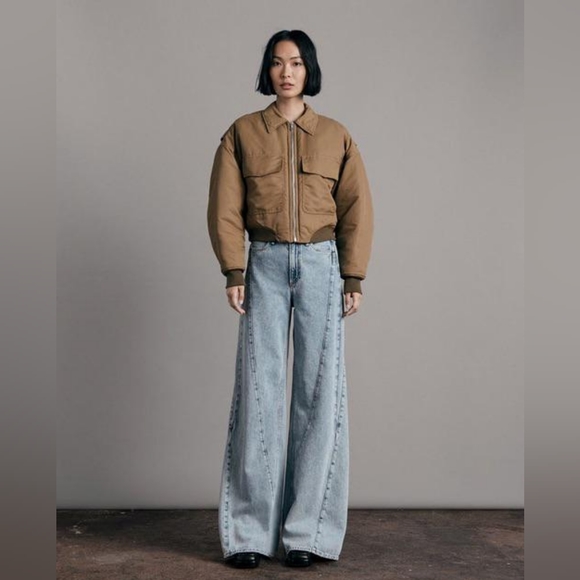 Rag & Bone Nolen cropped bomber jacket, olive NWT - Picture 2 of 5